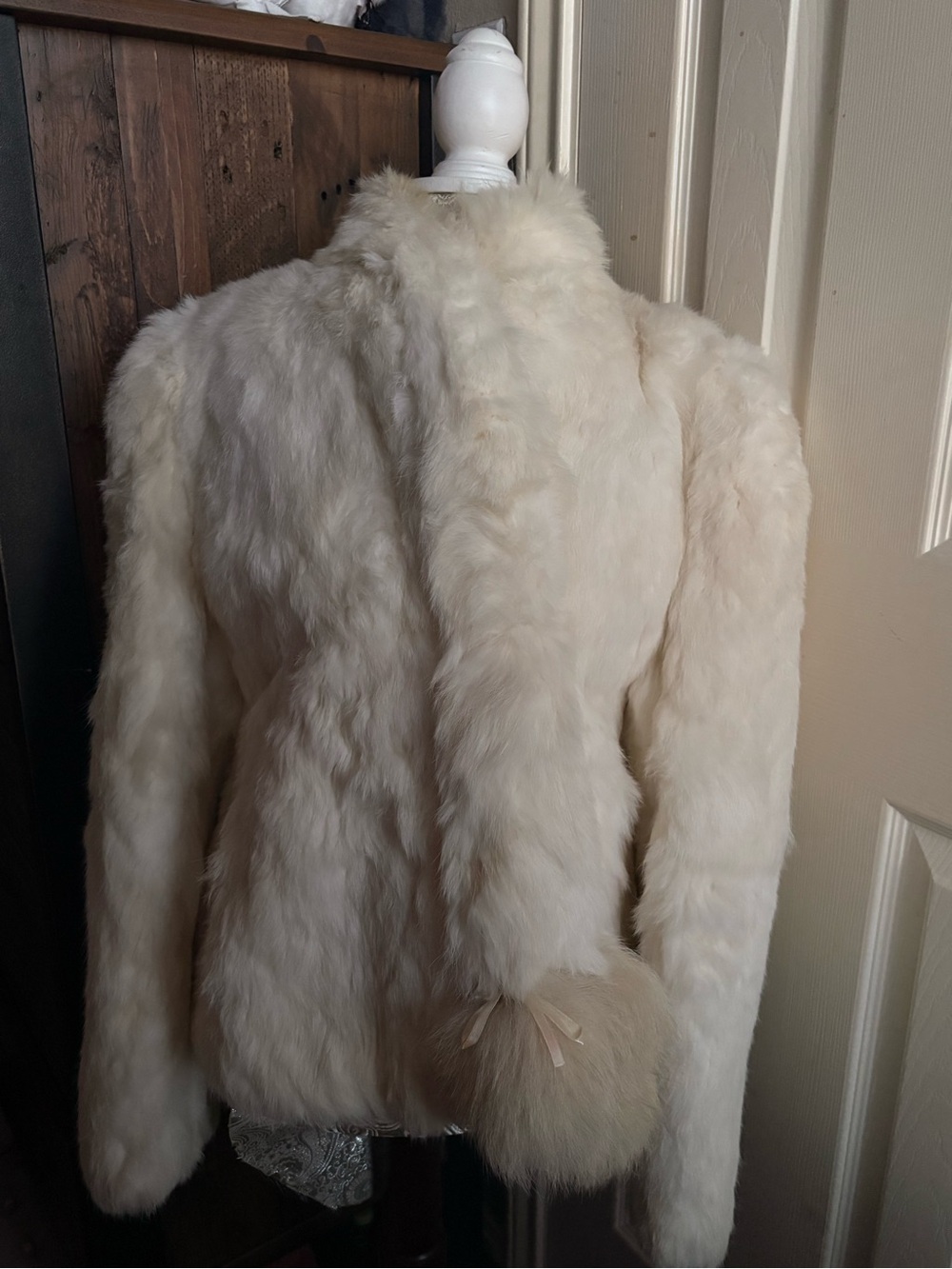 REAL FUR rabbit fur and fox tail scarf